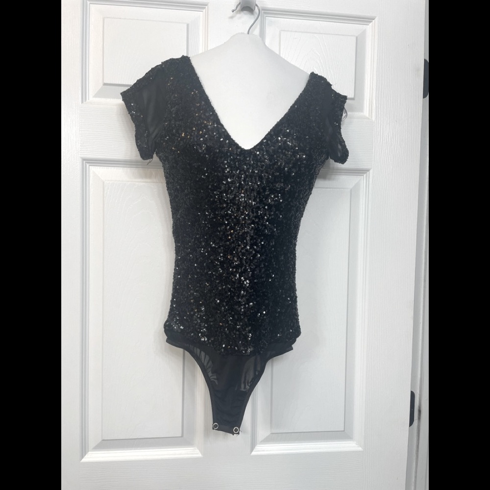 Bebe black sequin bodysuit